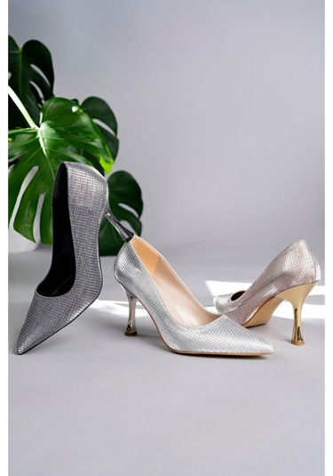 Muggo Yowel Garantili Sivri Burun Kadın Topuklu Stiletto Ayakkabı Rose Pudra