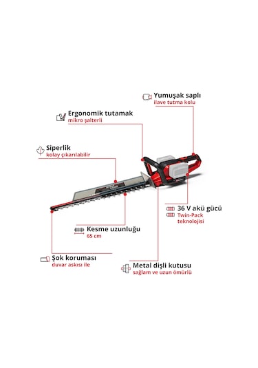 Einhell GE-CH 36/65 Li-Solo Akülü Çit Budama - 3410960