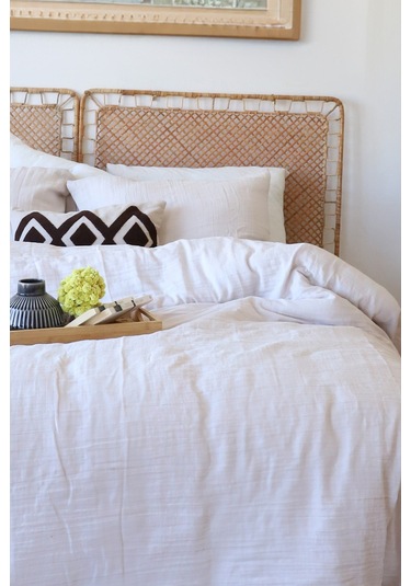 Çift Kişilik 2 Kat Müslin Nevresim Takımı, % 100 Pamuk Ekru
