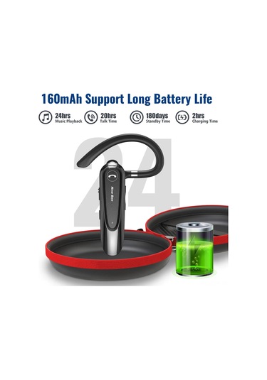 Xindoker New Bee Lc-b45 Tek Kulaklık Bt5.0 İş Kulaklığı - Cvc8.0 Gürültü Engelleme, İki Mikrofonlu, 24 Saat Müzik, 160mah Pil, Kulak Kanca Ve Taşıma Çantası - Siyah