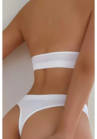 Kadın Beyaz Seamless Tanga Sütyen Takım Çok Renkli