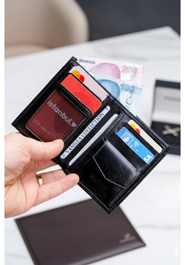 Hakiki Deri Erkek Cüzdan Dik Model 12 Kart - Bozuk Para Bölmeli - İsim Baskılı - Minimalist Tasarı Çok Renkli