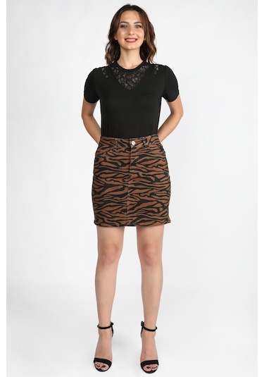 Kadın Gabardin Etek Zebra