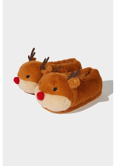 Defacto Kadın Yılbaşı Temalı Düz Taban Panduf A8388ax25wnbn85 Kahve-bn85