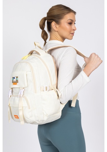 Krinkıl Kumaş, Suya Dayanıklı Ve Çok Gözlü Okul Sırt Çantası - Sarı Sarı