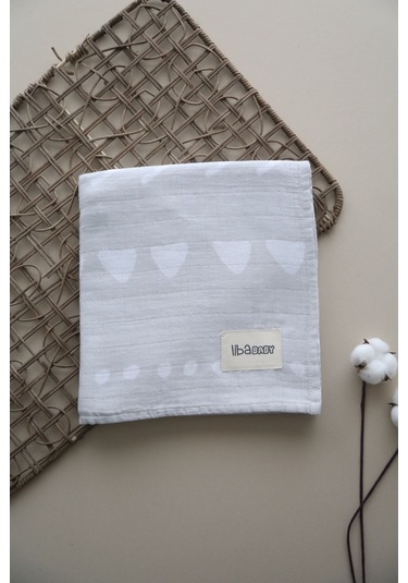 Müslin Geometrik Oeko-tex Sertifikalı %100 Pamuk 2 Katlı 110x115 Cm Bebek Müslin Battaniye & Örtü Gri