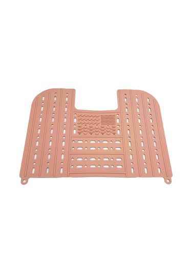 Youtek Katlanabilir Silikon Lavabo Kapağı - Makyaj Fırçası Temizleme Matı Ve Banyo Organizasyonu Açık Pembe