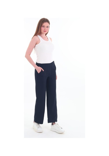 Rich Kadın Yüksek Bel Bol Paça Pantolon Çok Renkli