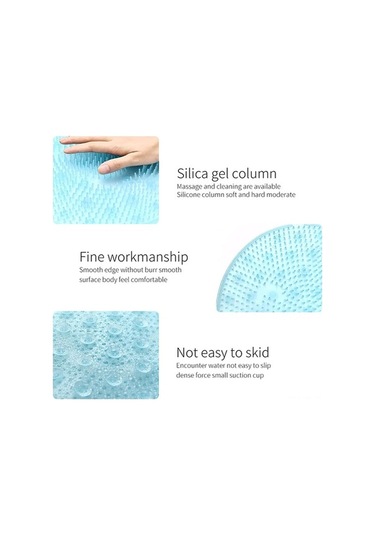Pazly Tembel Silikon Banyo Masaj Fırçası, Kaymaz Masaj Pedi, Peeling Matı, Vakumlu Mavi Mavi