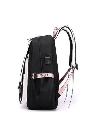 2020 Siyah Beyaz Mao Qiu Naylon Malzeme Sırt Çantaları İle Swagger Çanta Antrasit - Siyah