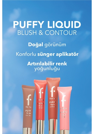 Flormar Puffy Liquid Nemlendirici Etkili & Parlak Bitişli Sünger Aplikatörlü Likit Allık 001 Pınky Glow