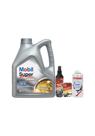 Mobil Super 5W-30 3000 Full Sentetik Motor Yağı 4 L + Gojo Set + Intermac Klima Temizleyici 150 ML
