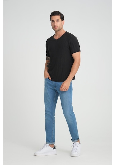 Alexander Gardi Alexandergardı Fitilli V Yaka Regular Fit T-shirt E24-74602 001