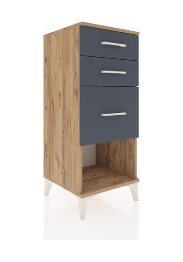 Hyperion Komodin 3 Çekmeceli 44x44x106 Çam-antrasit Çam