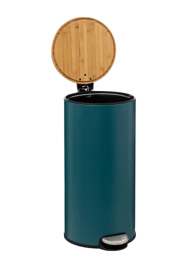 5five Çöp Kovaları Simply Smart Bambou 30 Lt Metal Petrol Mavisi Koyu Mavi