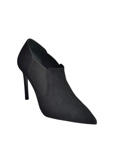 Fox Shoes V820205207 Siyah Yılan Baskılı İnce Topuklu Kadın Ayakkabı Siyah-Yılan Baskı