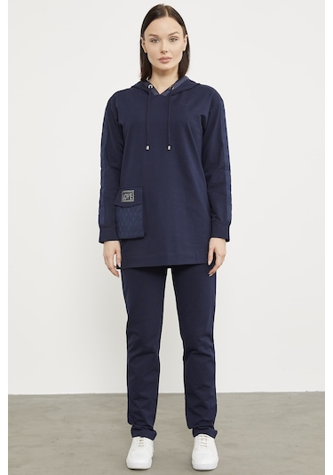 Rahat Kalıp Büyük Cepli Eşofman Takım - Lacivert 001