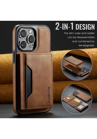 Willowhaven İphone Uyumlu 13 Pro Max Yeşil Manyetik Cüzdan Kılıfı 8 Kart Bölmeli Çıkarılabilir Şarj Standlı Kılıf