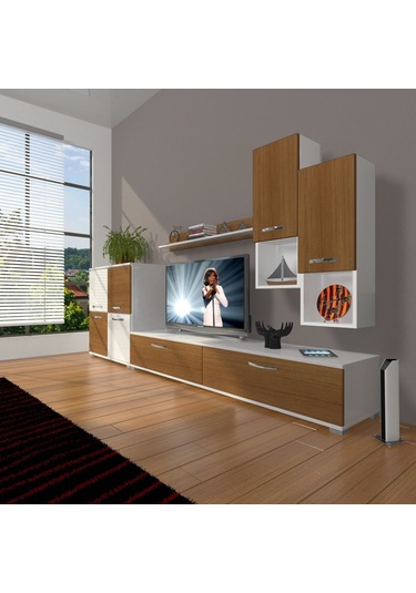 Decoraktiv Eko 6da Slm Std Tv Ünitesi Tv Sehpası Beyaz - Ceviz