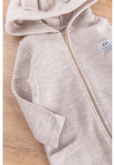 Babymod Kapüşonlu Önden Fermuarlı Kız/Erkek Bebek Tulum