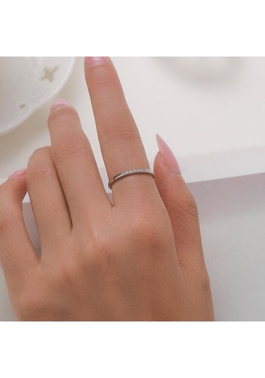 Modian 925 Ayar Gümüş Temizle Zirkonya İstiflenebilir Yüzük Kadınlar Için Yıldönümü Düğün Band Basit Güzel Takı Hediye