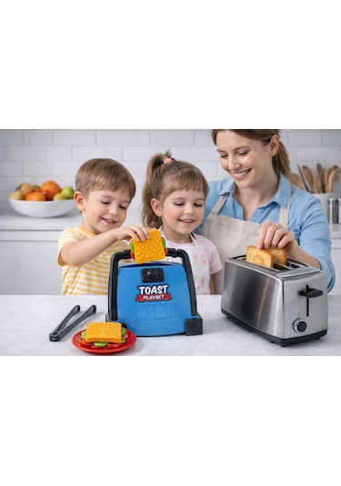 Oyuncak Tost Makinesi Seti Mavi 01