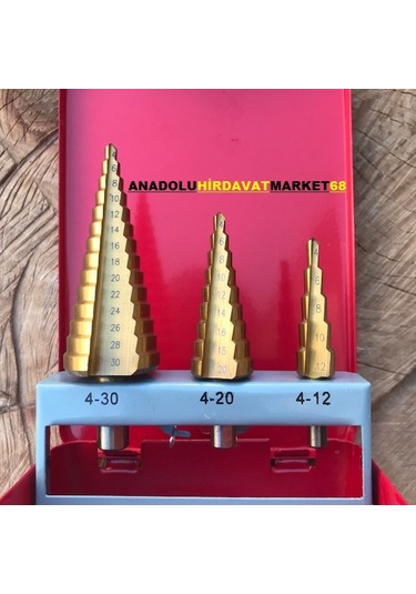 Tyson 3Parça Kademeli Metal Delici Set Ahşap Delme Seti 4Mm 30Mm
