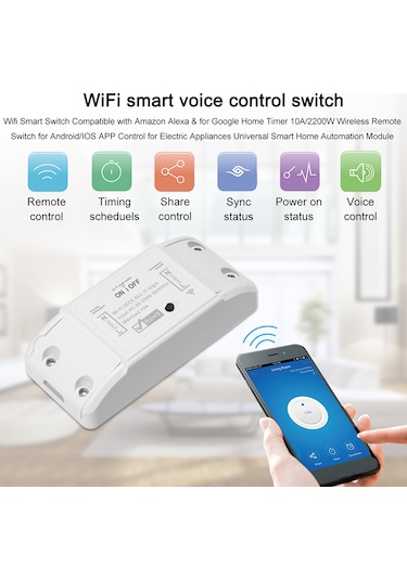 Mufunye 10a Wifi Akıllı Anahtar Modülü - Akıllı Yaşam/tuya Uygulaması İle Uzaktan Kontrol, Zamanlama Ve Google Home/alexa Ses Komutu Desteği