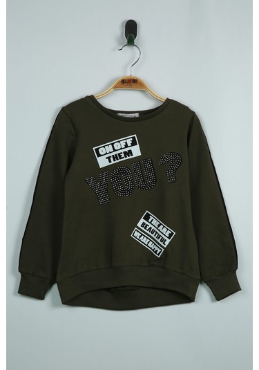 Toontoy Kız Çocuk Sweatshirt You Baskı Haki