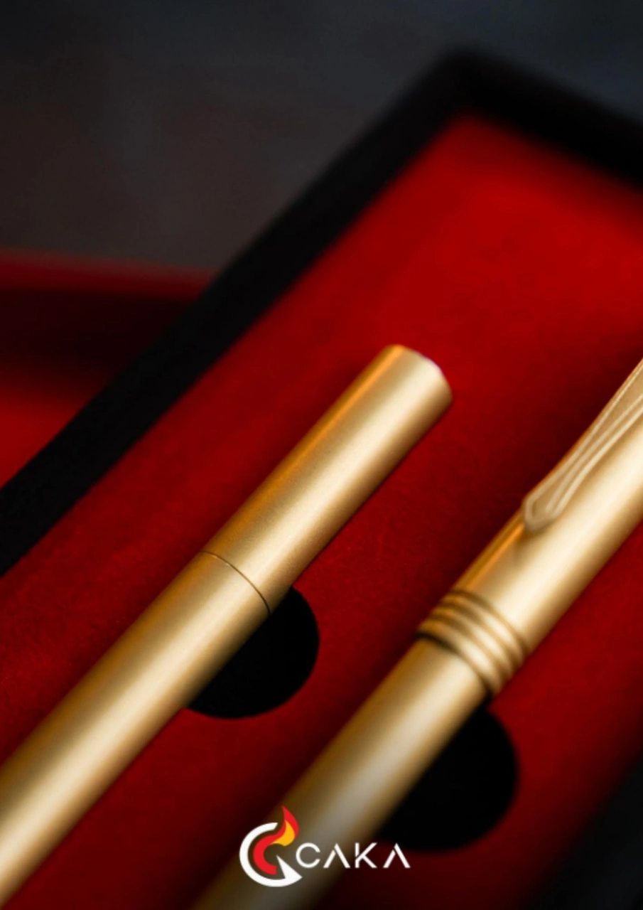 Caka Lighter Ateş & Mürekkep Serisi Gold Kalem & Çakmak Seti Gold