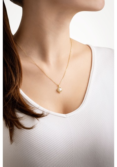 Minimal İnci 18 Ayar Sarı Altın Kaplama Gümüş Seti Sarı