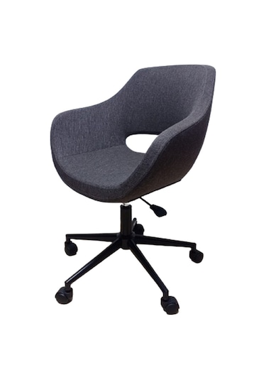 Ofis Koltuğu Çalışma Sandalyesi Kahverengi Renk Keten Kumaş Döküm