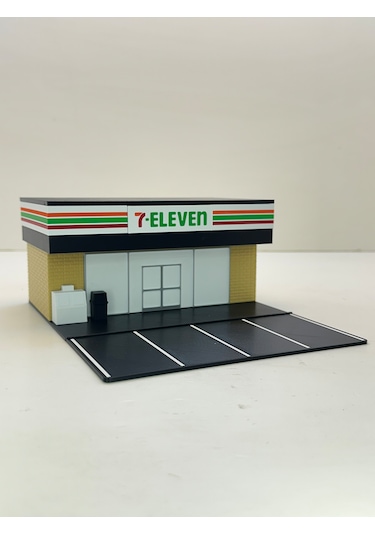 3d Baskı 1/64 Ölçekli 7 Eleven Bina Tasarımlı Diorama Araç Sergileme Garajı