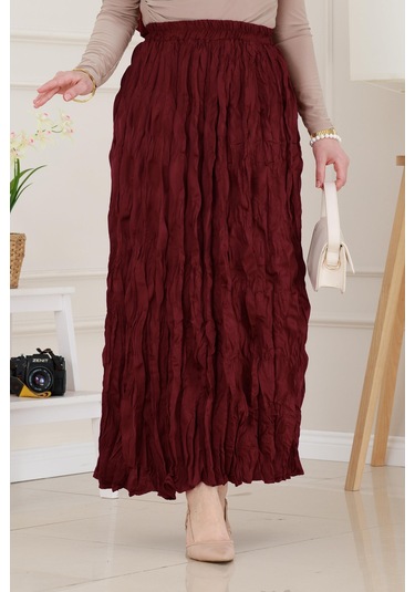 Sevitli Beli Lastikli Kraş Etek-bordo-4974 Bordo
