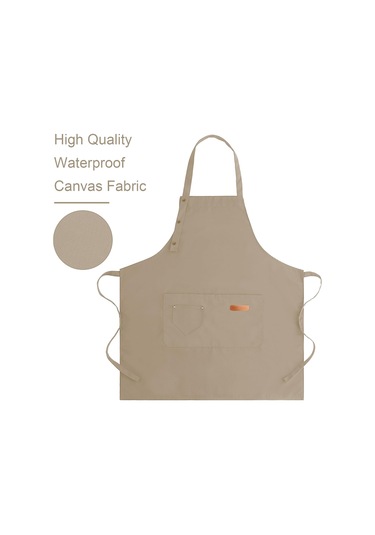 Ayarlanabilir Askılı Ve Büyük Cepli Erkek Kadın Önlük, Canva Bej, Diğer