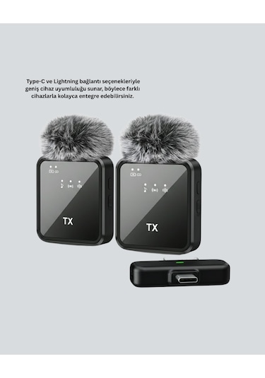 2in1 Kablosuz Yaka Mikrofonu İos Ve Android Uyumlu