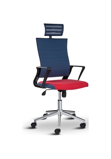 Rigel Başlıklı Ofis Koltuğu Çalışma Koltuğu Mavi Kırmızı