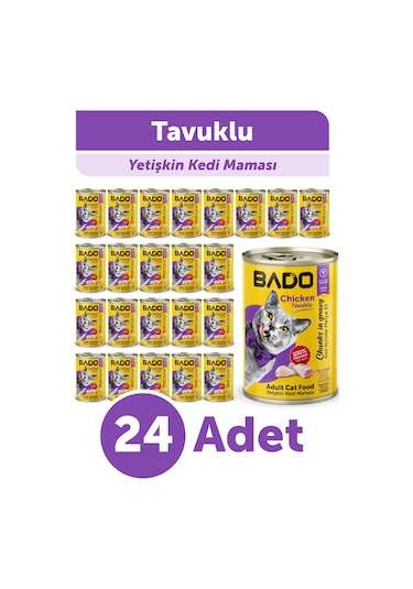 Bado Yetişkin Yaş Kedi Maması Tavuk Etli 400gr 24'lü
