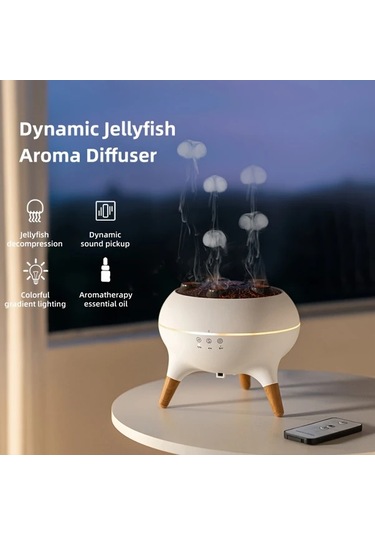 Motion003 Denizanası Şeklinde Aroma Difüzör Nemlendirici V80 Uzaktan Kumandalı 250ml Su Tankı