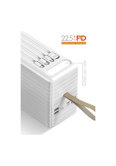 Powerway 120.000 Mah Pd 22.5w Hızlı Şarj Dahili Kablolu Gerçek 120.000 Mah Siyah Trafo Powerbank