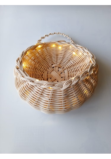 Bambu Işıklı Duvar Sepeti