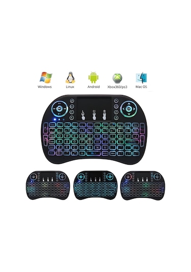 Smart TV - TV Box Kablosuz Dokunmatik Işıklı Q Klavye - Wireless