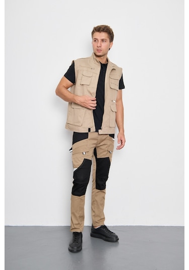 Orange Safety Bej Takım Paris Harman Karışımı Yelek + Pantolon 001