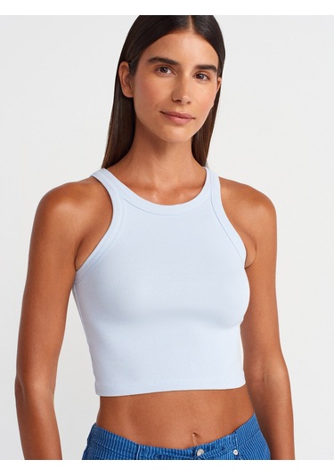 Dilvin 21104 Fitilli Crop Top-açık Mavi Açık Mavi
