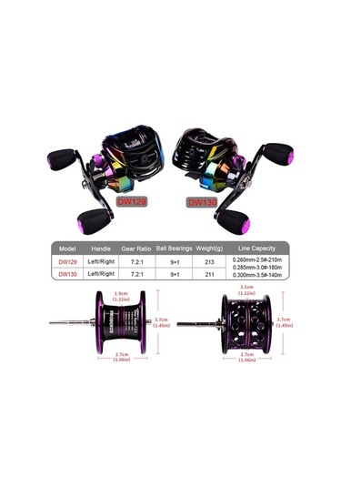Maoyaya Dw130 Metalik Sağ El Olta Makarası, 7.2:1 Dişli, 10kg Çekme Gücü