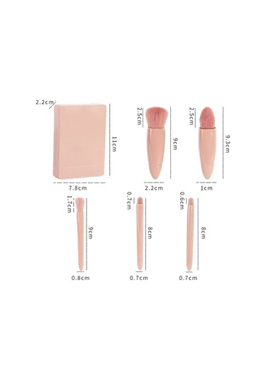 Shineyee Taşınabilir Mini Güzellik Fırçası Seti - 5 Farklı Fırça Göz Farı, Pudra, Allık - Yumuşak Sentetik Tüyler - Yolculuk İçin Ideal - Ayna Kılıfı İle