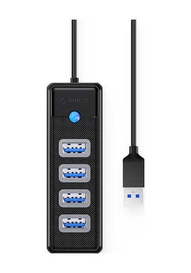Orico USB3.0 4 Portlu 5Gbps Çoklayıcı HUB, 1M, Siyah, PW4U-U3-10