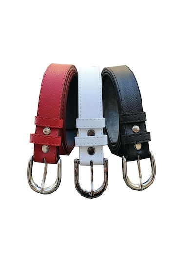 Kadın 3'Lü Kot Ve Kumaş Pantolon Kemeri Çok Renkli