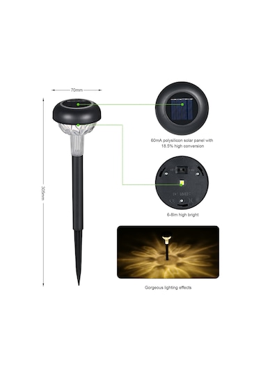 Tomshine 6 Adet Led'ler Dış Mekan Güneş Enerjili Lamba Sıcak Beyaz