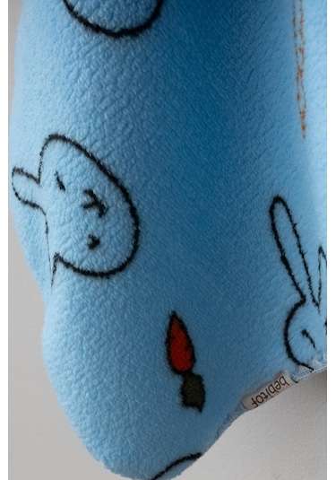 Bebitof Sevimli Tavşan Desenli Peluş Battaniye Bbtf.mv.95077 Mavi